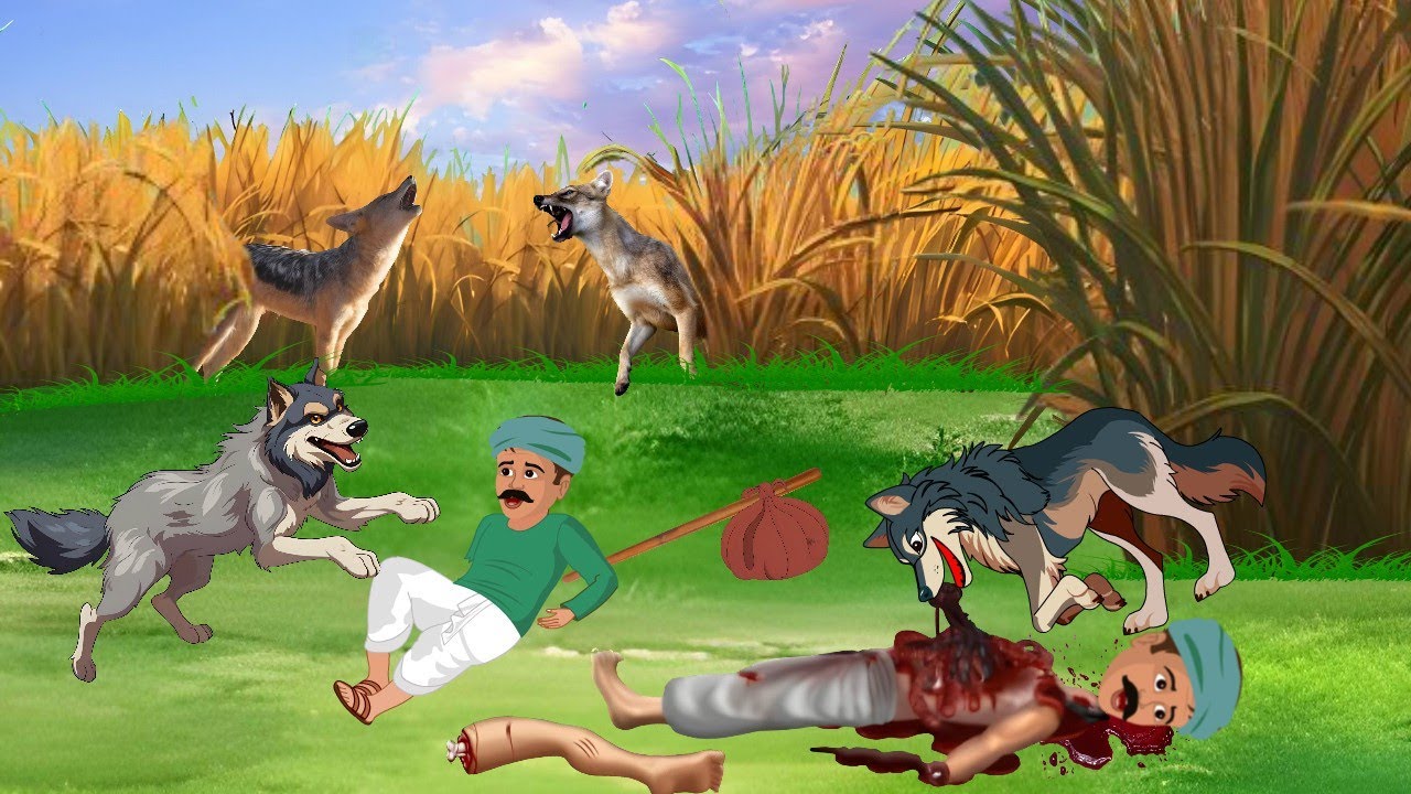 कोहरे के ठंड में भेड़िया का कहर | Kohre ke thand me bhediya ka kahar | Hindi kahani | cartoon video