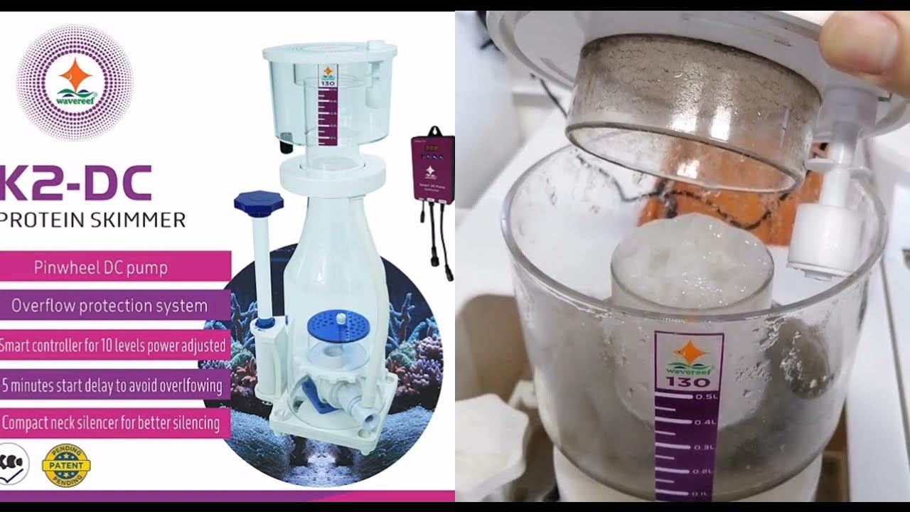 Wavereef K2 series smart DC protein skimmer with overflow protection