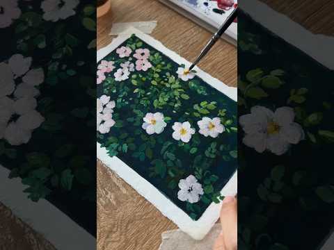 ✨easy wild rose painting- New gouache paints 🌹