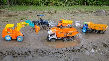 TATA TRUCK @ccident in Mud Pound JCB 3DX Heavy rescue | Tractor Truck Running At Mud Road ? CSM Toys
