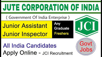 JCI Recruitment 2021 For Junior Assistant || Any Graduate || Apply Online