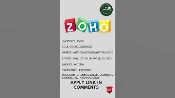 Zoho Bulk Hiring 2023 | For UI/UX Designers #zohojobs  #interview #youtubeshorts #itjobs #jobs2023