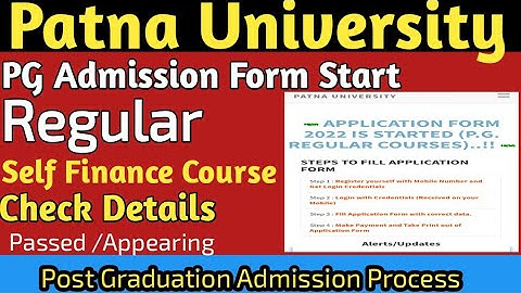 Patna University PG Admission Form Out| Apply Now|Steps by step|Regular|Self Finance Course|Master