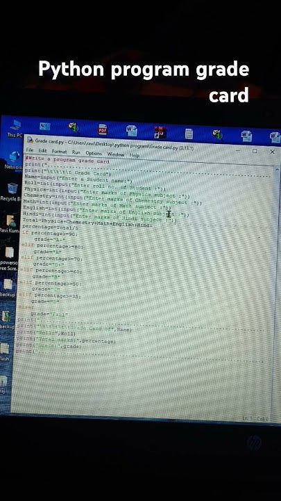 Python program Grade Card #python #pythonprogramming #c+ - YouTube