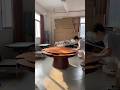 Modern solid wood dining table round extendable for 6 to 12 persons / masa extensibila rotunda