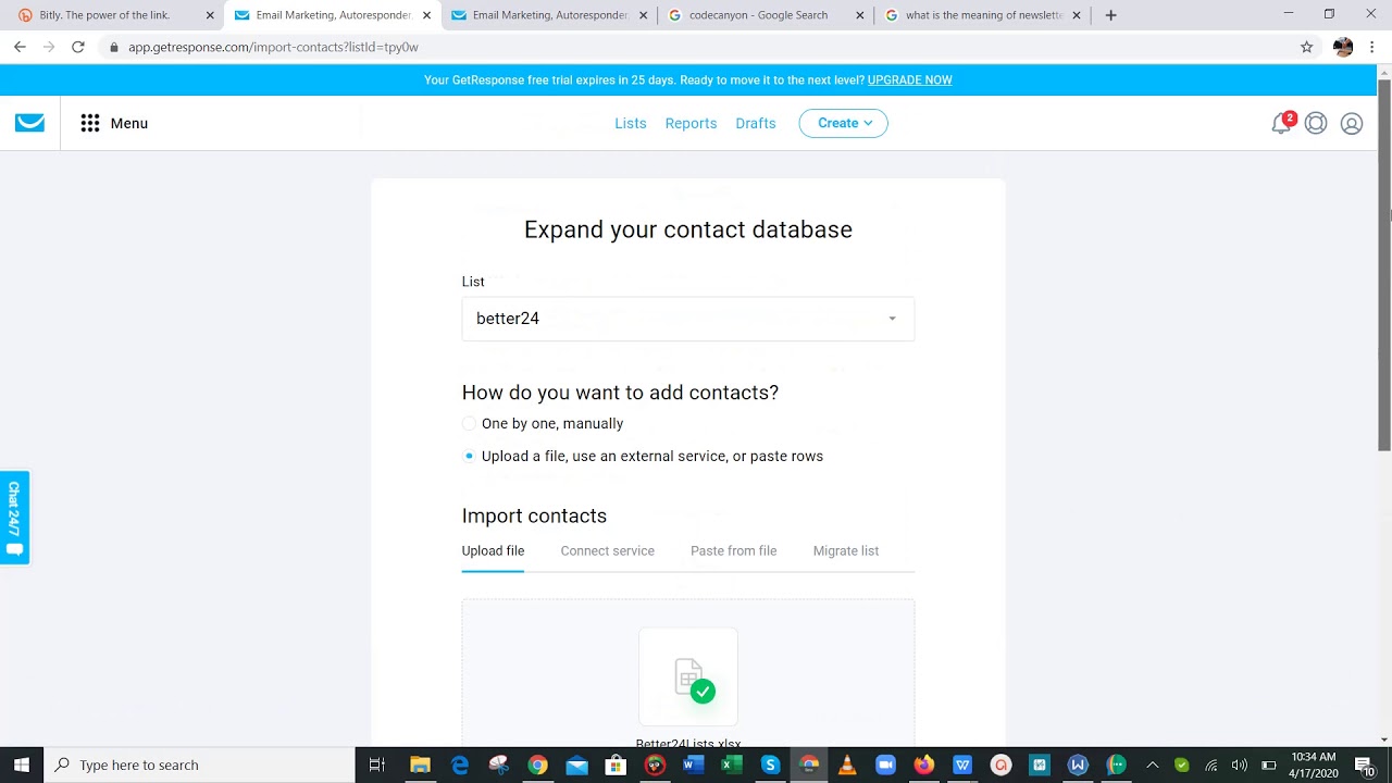 How to Import Lists On GetResponse - YouTube