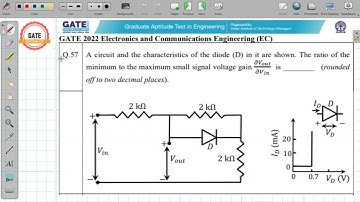 #GATE2022 EC Question No.57|Small signal Voltage gain of circuit|Transfer characteristics of circuit