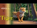 The story of a tiger  story for kids in english  cartoon story in english l l  emly kids zone l l