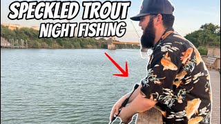NIGHT FISHING for SPECKLED TROUT in RIO HONDO TX