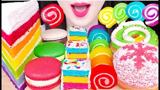 ASMR RAINBOW FOODS *JELLO ROLL UPS, CAKE POP, CHRISTMAS DONUTS, CAKE 무지개 롤젤리, 케이크 팝 먹방 JANE ASMR 제인