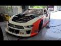 Late model stock car making a couple pulls on the dyno  