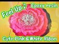 DIY Epoxy Resin Art for Coasters＆Tray #2 Cute Pink＆WhiteRibon