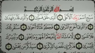 سورة  الاعلى كاملة مكتوبة بصوت اسلام صبحي