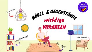 Die Möbel - Wortschatz + Test| Deutsch lernen| Furniture - Vocabulary
