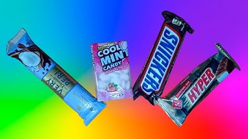 Sweet bright candies. A satisfying and relaxing opening of a SNICKERS bar and candys. ASMR