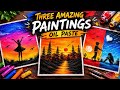 3 beautiful amazing painting with oil pastel /how to make drawing with oil pastel for beginner 🔰#art