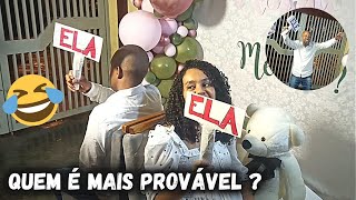 BRINCADEIRA PARA CHÁ REVELAÇÃO ! QUEM É MAIS PROVÁVEL, ELE OU ELA ? VERSÃO PAPAIS 😂😂