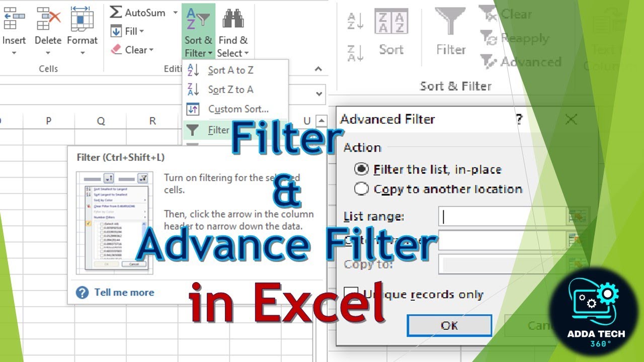 Easily learn Filter & Advance Filter option in Excel - YouTube