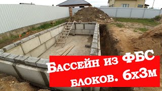 БАССЕЙН ИЗ ФБС БЛОКОВ. 6х3м. ЧАСТЬ 1