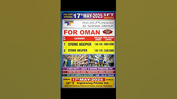 Altasnim group for oman long job vacancy #shorts new video