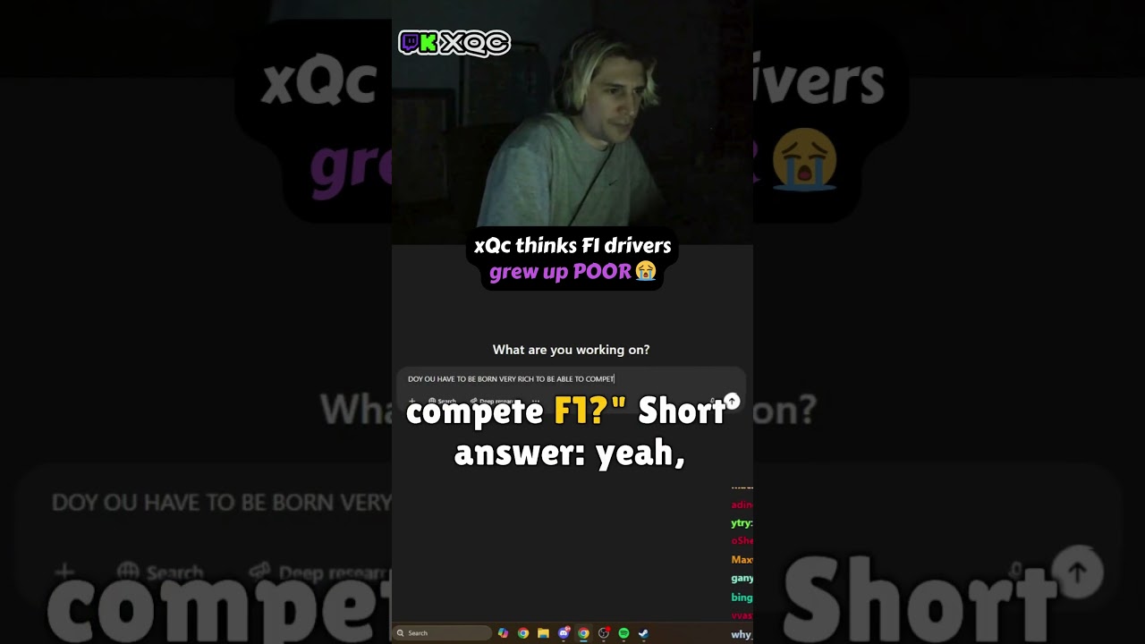 xQc Thinks F1 Drivers Grew Up POOR 😭 