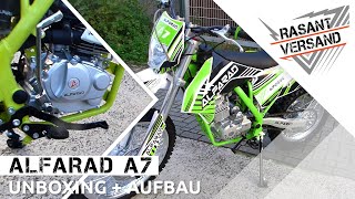 250ccm Vollcross Alfarad A7 Pitbike Dirtbike | Review Aufbau Unboxing Testfahrt [Deutsch/German]