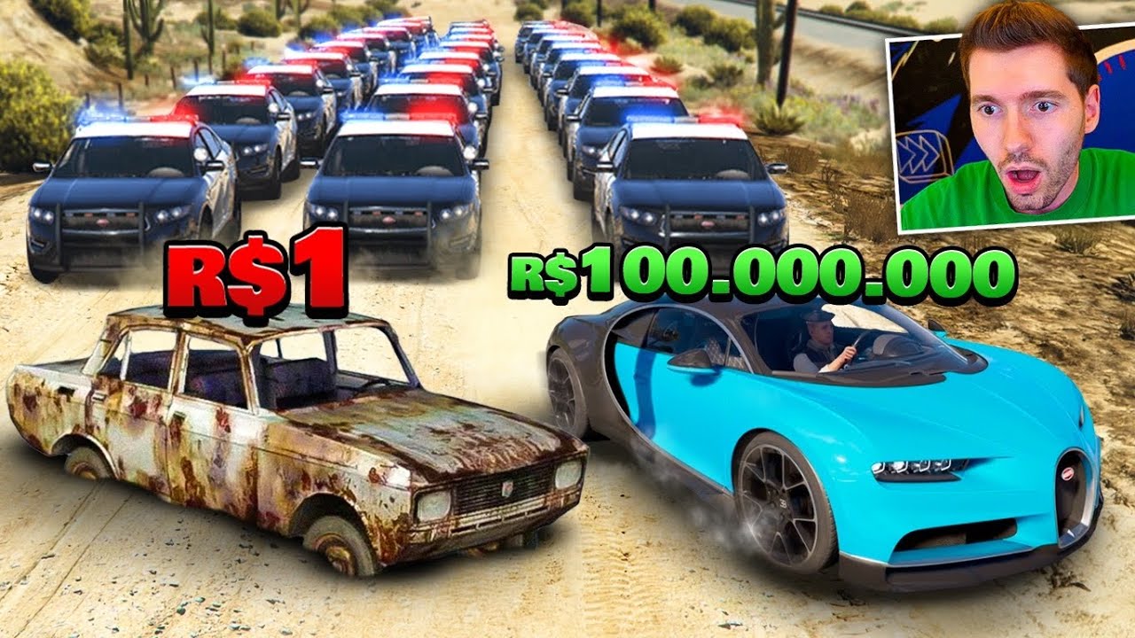 Aprendendo FUGAS com CARRO $1 vs $99.99999 no GTA 5!
