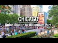 Amtrak Arrival to Chicago from Detroit. Union Station to Millennium Park | 5k 60 |City Sounds