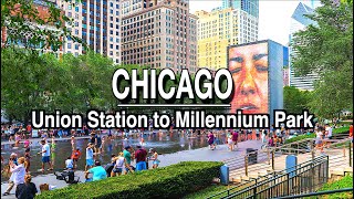 Amtrak Arrival to Chicago from Detroit. Union Station to Millennium Park | 5k 60 |City Sounds