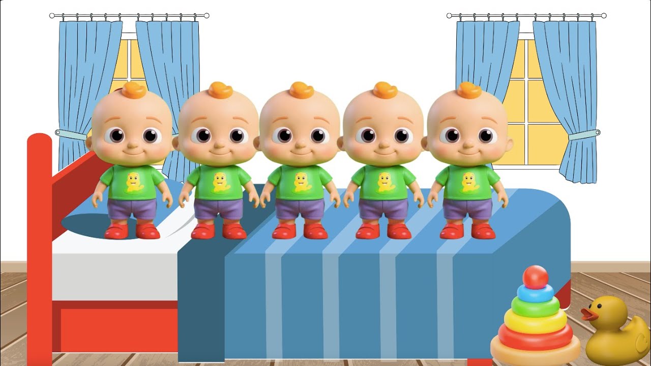 Five little Babies jumping on the bed | Kids song and nursery rhymes ...
