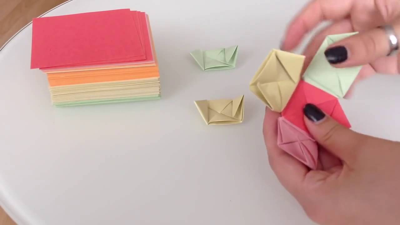 Bunten Origami Würfel machen Papier Würfel falten - YouTube
