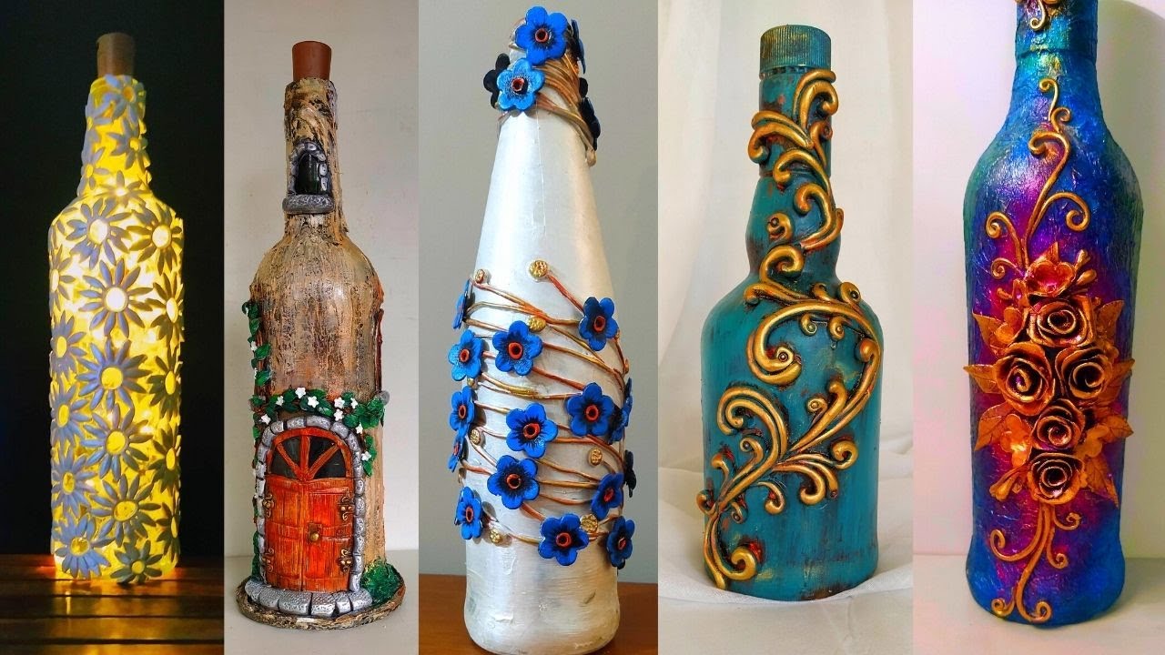 5 DIY Bottle Art Ideas - YouTube