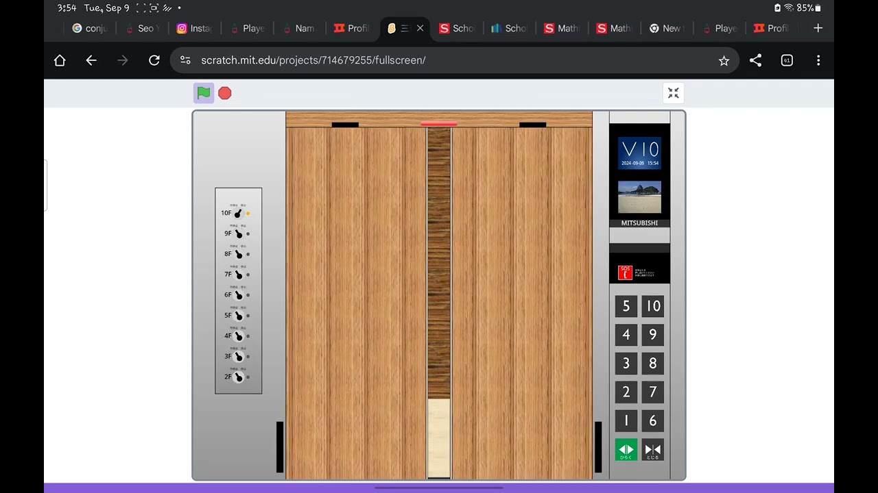 （10階建て！！）三菱エレベーター（大きなボタンと英語アナウンス）をスクラッチで作成