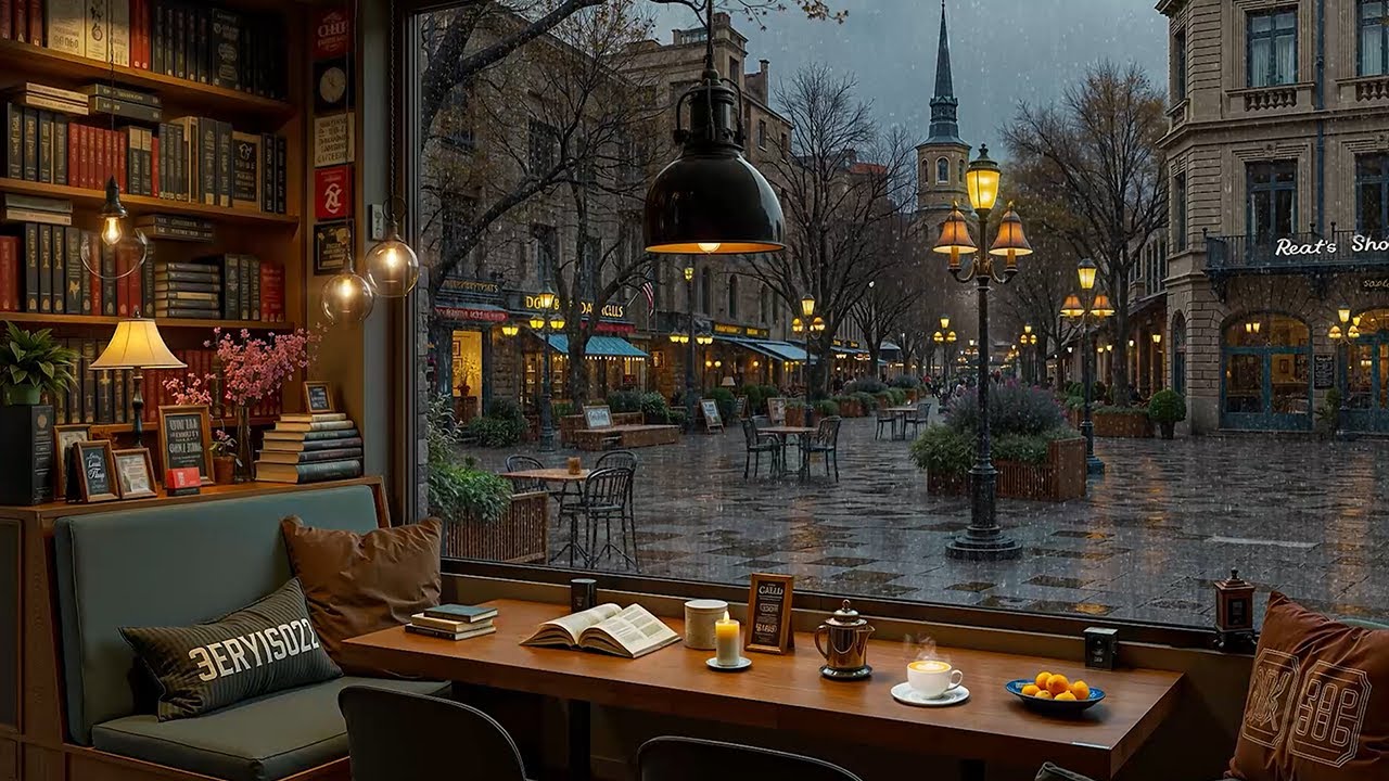 Warm Jazz at a Rainy European Café 🎶 Piano Jazz Instrumental for Work, Study and Relaxation
