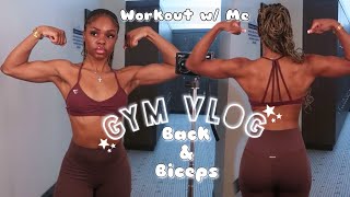 BACK &amp; BICEPS | beginner friendly, gym vlog+ grwm, gym anxiety, upper body workout 🤍