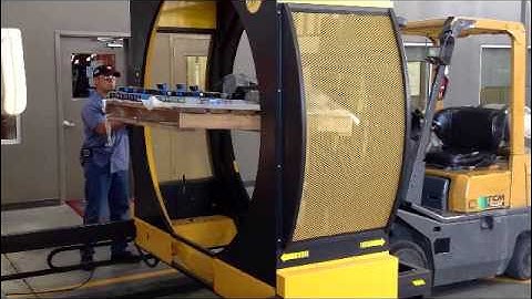 Seven Star Packaging demonstrating the Yellow Jacket orbital stretch wrapper