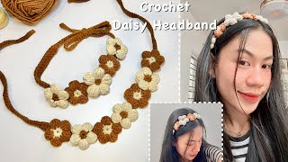 Easy Crochet Daisy Headband Tutorial | Crochet Floral Headband DIY
