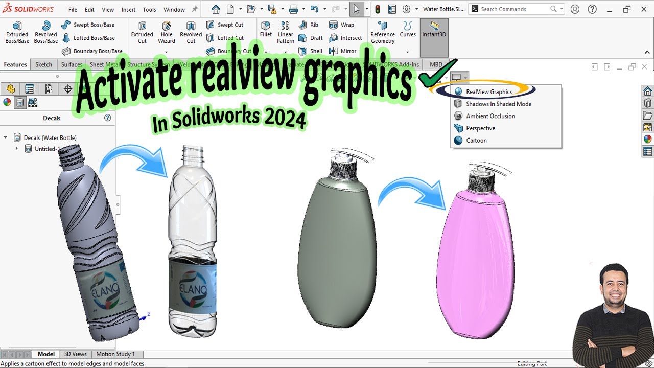 Solidworks Realview Graphics Activate realview graphics in solidworks - YouTube