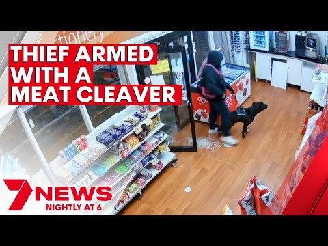 Thief robs Newcastle service station armed with a meat cleaver | 7NEWS