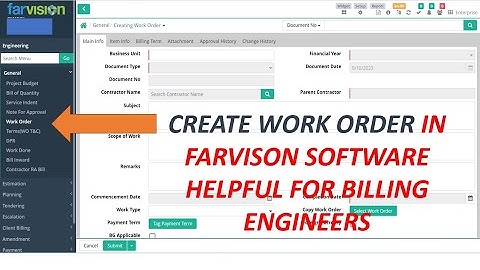How Can Create work order in Farvision/ Help full for Billing  Engineer/ Civil Engineering.