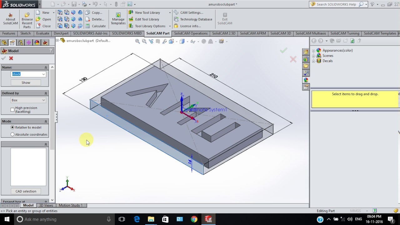Update CNC code generation using Solidworks and SolidCAM