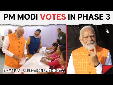 PM Modi Votes In Ahmedabad, Huge Crowd Gathers Outside Voting Booth @NDTV