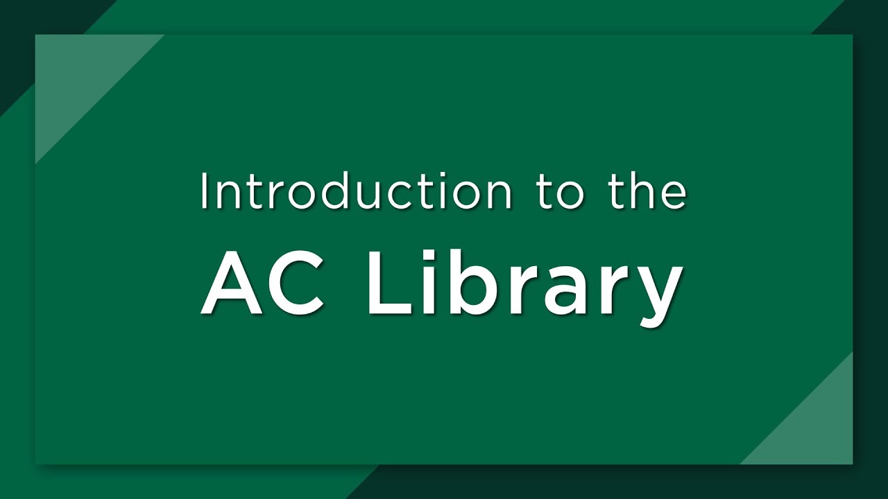 Introduction to the AC Library - YouTube