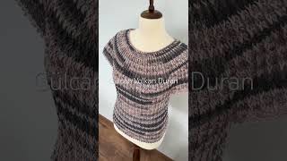 Yakadan Başlamalı Dikişsiz Örgü Bluz - Yuvarlak Yaka