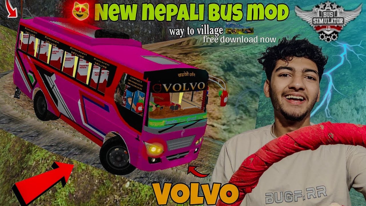 New nepali Volvo bus mod for bussid Nepali bus mod😘way to village||Nabin vlogs
