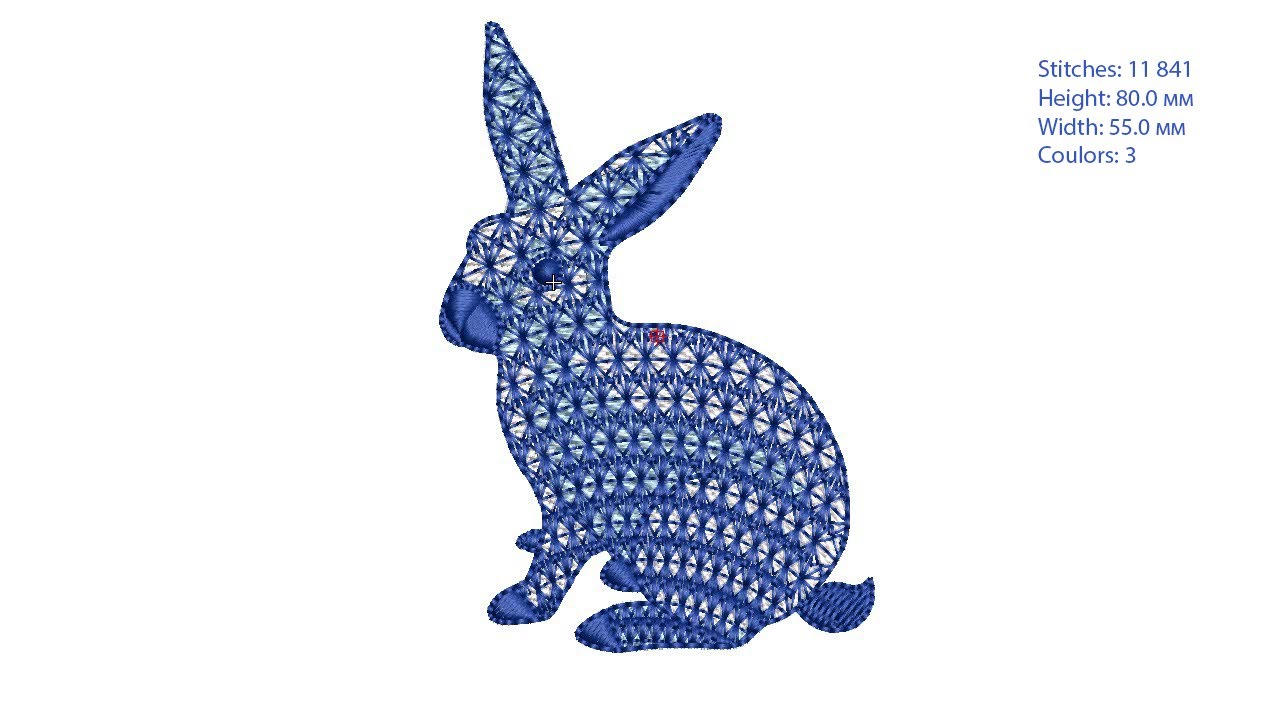 Sew simulation embroidery design Blue Rabbit Motif 1 - YouTube