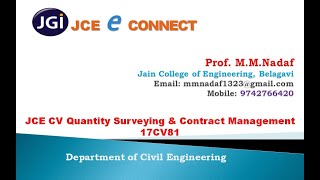 JCE CV QUANTITY SURVEYING  17CV81   MODULE 5.3
