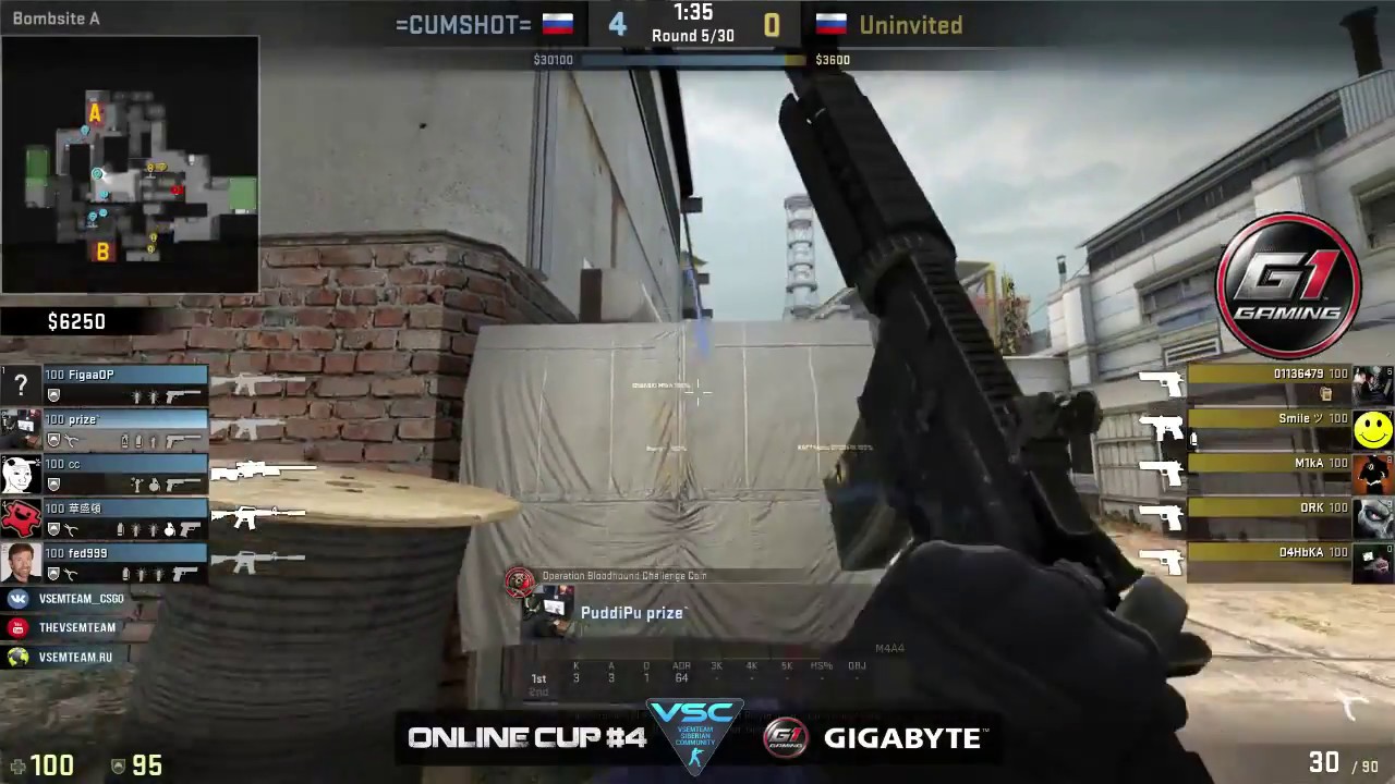 VSCL G1 ONLINE CUP Uninvited  vs cumshots @de_cache 