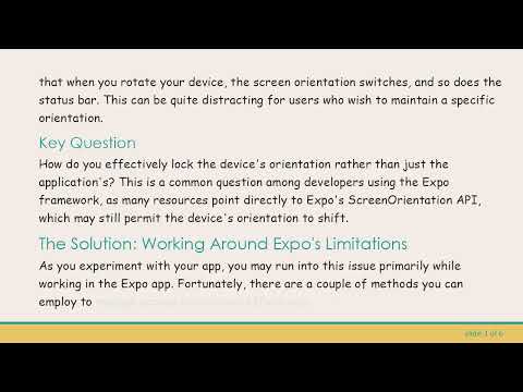How to Effectively Manage Screen Orientation in Your Expo Managed React Native App
