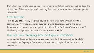 How to Effectively Manage Screen Orientation in Your Expo Managed React Native App